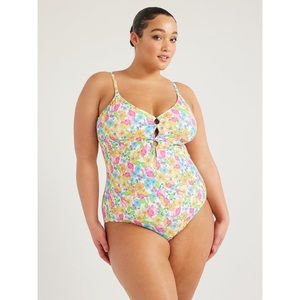 Plus Size Colorful Floral High-Leg Swimsuit size 20W-22W NWT